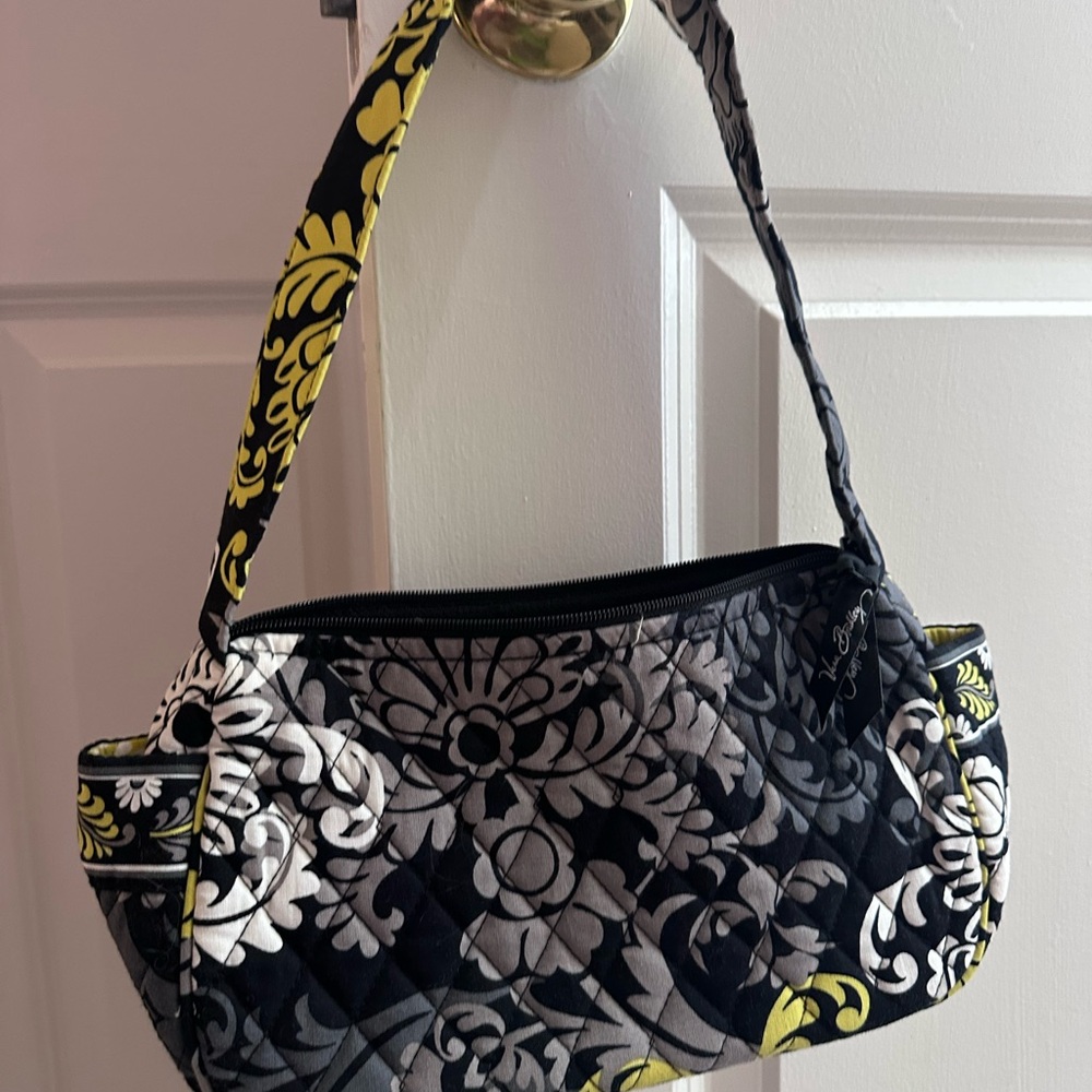 Vera Bradley Black and Yellow Floral Shoulder Bag